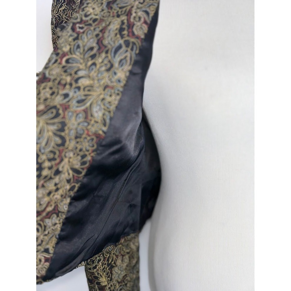 Vintage Quilted Cropped Jacket Black Gold Floral Paisley Tapestry Size 6 - Picture 9 of 12
